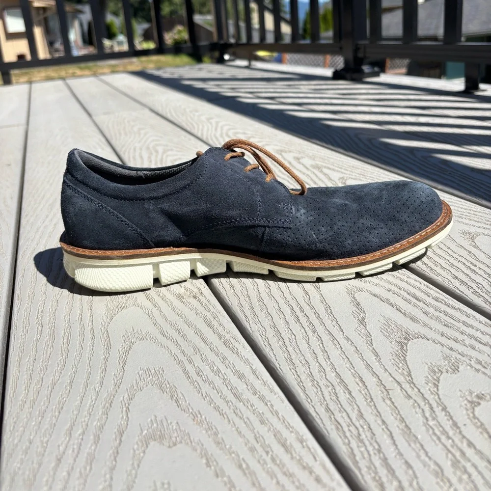 Ecco Men's Jeremy Perforated Tie Derby Oxford Navy Blue Sneakers US Size 7 - 7.5
